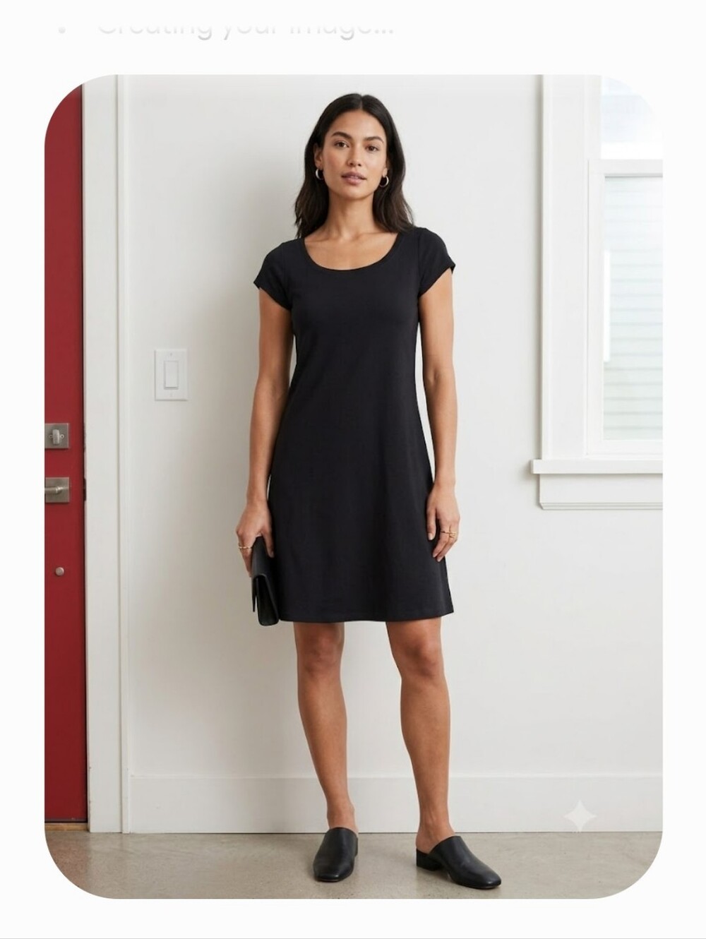 Eileen Fisher Black Short-Sleeve Scoop-Neck Mini Dress